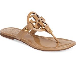 Tory Burch Miller Sandal, Patent Leather in Sand